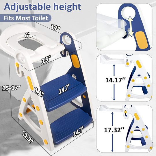 Potty Training Seat Toddler Step Stool Ultimate Stability Toilet Seat Adjustable Step Height Potty Seats (MOQ 10 Sets)
