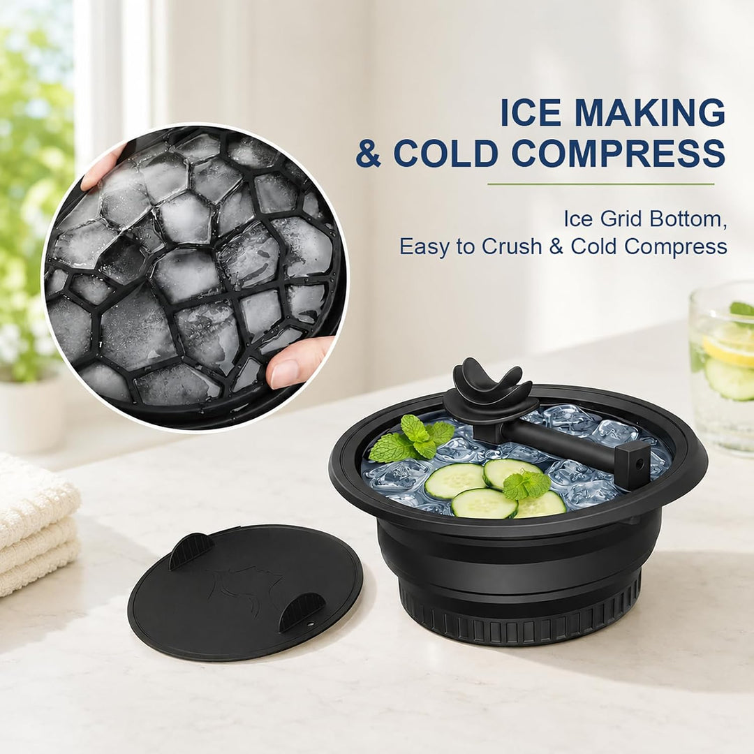 Ice Face Bath Bowl – Cold Plunge Facial Tub with Breathing Tube, Built-In Ice Tray &amp; Odor-Remove Lid