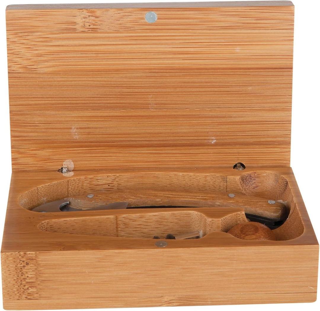 Bamboo Wine Opener Accessory Set, Includes Corkscrew Opener and Bottle Stopper (MOQ 10 Sets)