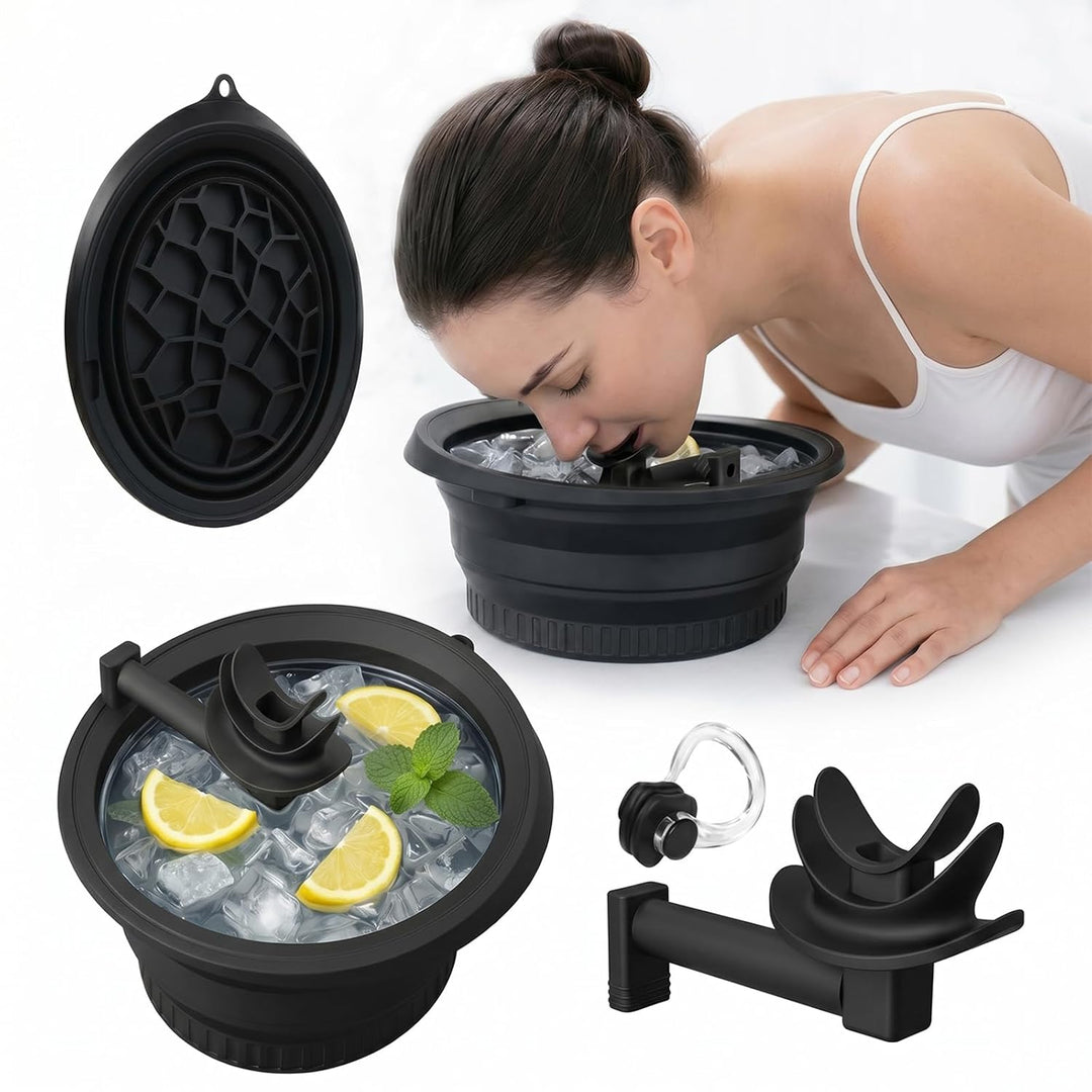Ice Face Bath Bowl – Cold Plunge Facial Tub with Breathing Tube, Built-In Ice Tray &amp; Odor-Remove Lid