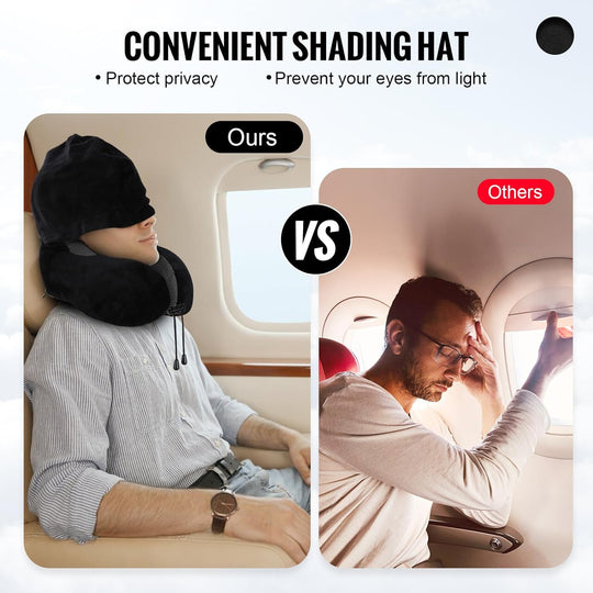 neck support U shaped hooded travel pillow for airplane