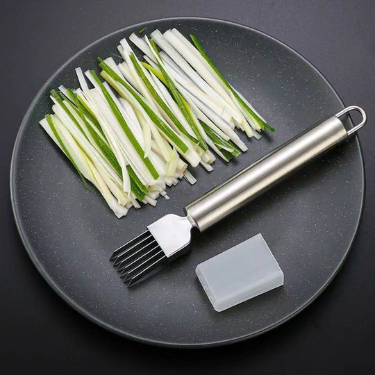 Kitchen Stainless Steel Onion Slicer Cutter Scallion Shredder Knife Vegetable & Fruit Tools