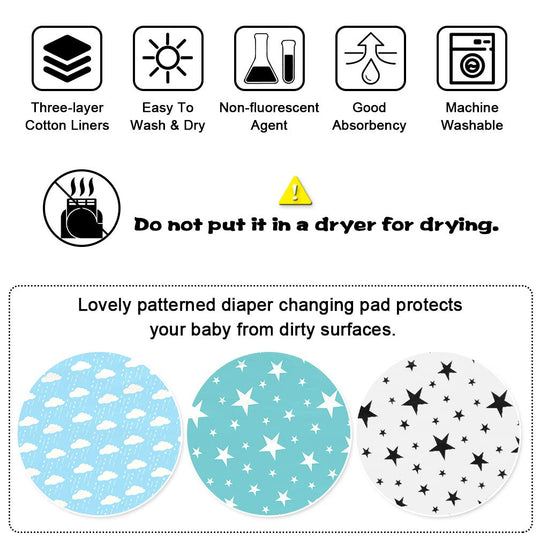 Portable Toddler Diaper Changing Pad Waterproof Baby Change Mats Premium Change Pad Liner Bed Pad Play Mat (3 Pack)