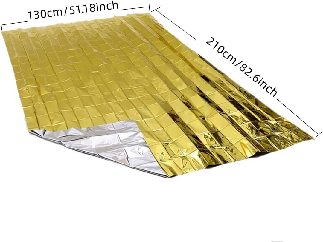 Thermal Blankets, Silver Gold Foil Survival Blanket Space Blanket Survival Kit for Outdoors, Camping, Hiking, Survival or First Aid (Gold, 1pc)(Bulk 3 Sets)