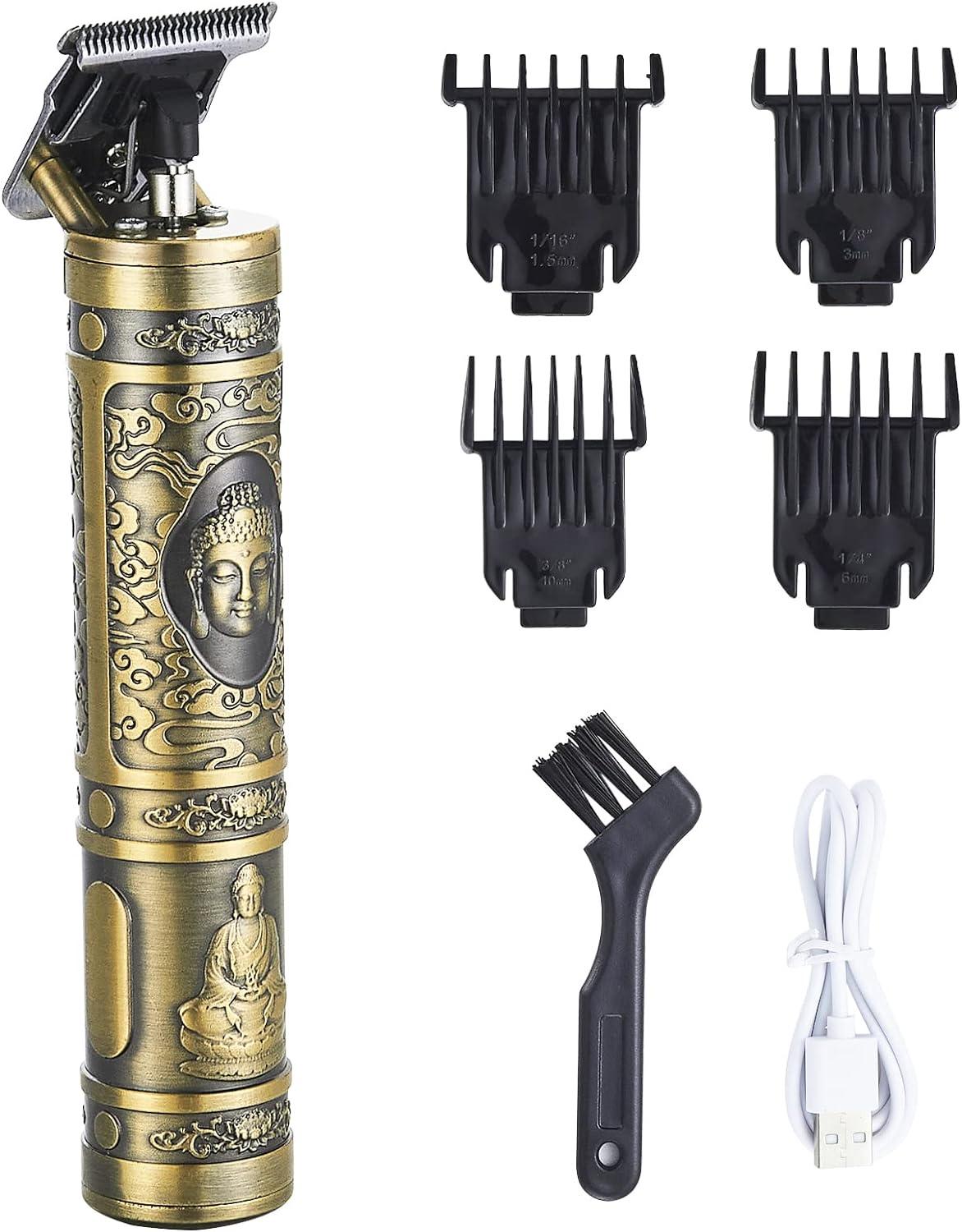 Gold Beard Trimmer & Hair Clipper For Men – Cordless T-Blade Contourist Liners Edgers – 1.5-4mm