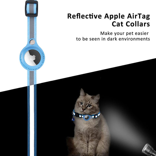 Multi Purpose Airtag Holder Cat Collar Breakaway Adjustable Anti-Loss Reflective Airtag Cat Collar