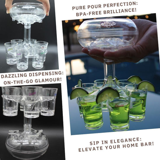 Dispenser for Fulling Wine with 6 Cups and Silicon plug acrylic glass shot dispenser party gifts(Bulk 3 Sets)