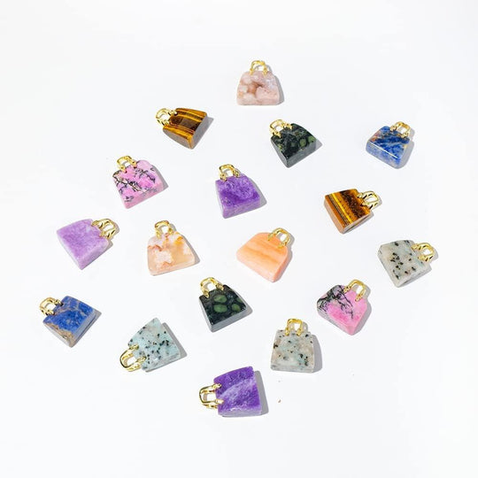 Chakra Stones Hand Carved Gemstone Healing Crystals Handbag Shaped