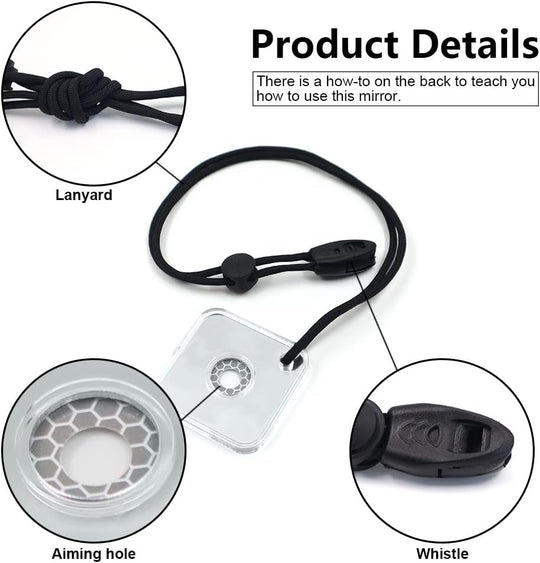 camping accessories rescue signal reflective mirror with whistle paracord