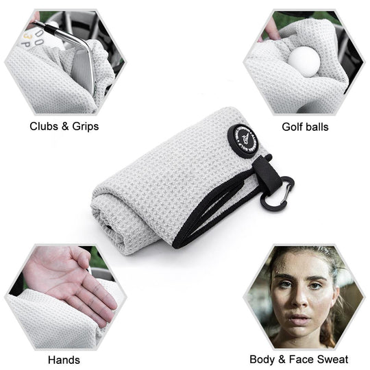 Top Quality Microfiber Waffle Design with Clip - Industrial Strength Magnet for Strong Hold to Golf Bags, Carts & Clubs