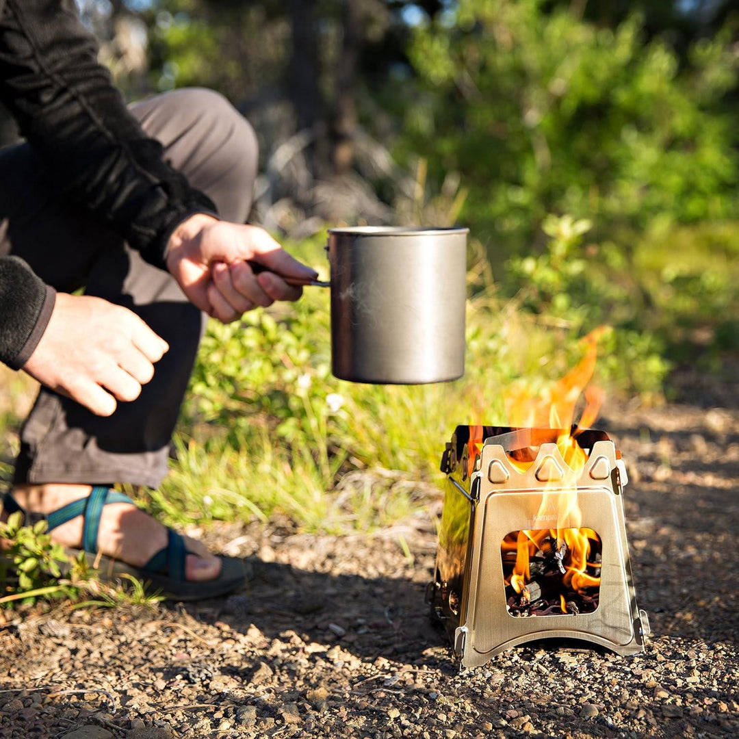 Stainless Steel with Nylon Carry Case - Perfect for Survival Packs & Emergency Preparedness, WoodFlame Ultra Lightweight Portable Wood Burning Camping Stove, Backpacking Stove.