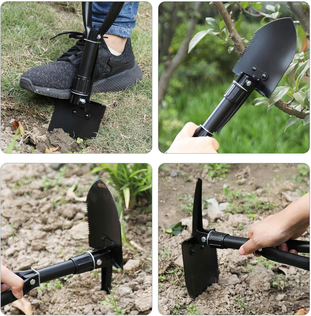 Folding Shovel High Carbon Steel, Portable Lightweight Outdoor Tactical Survival Foldable Mini Shovel, Entrenching Tool, Camping, Hiking, Digging, Backpacking, Car Emergency