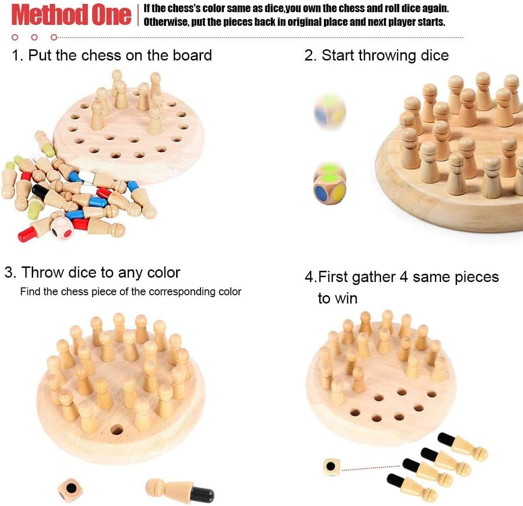 Wooden Memory Chess Matching Game: Family Board Games for Kids and Adults