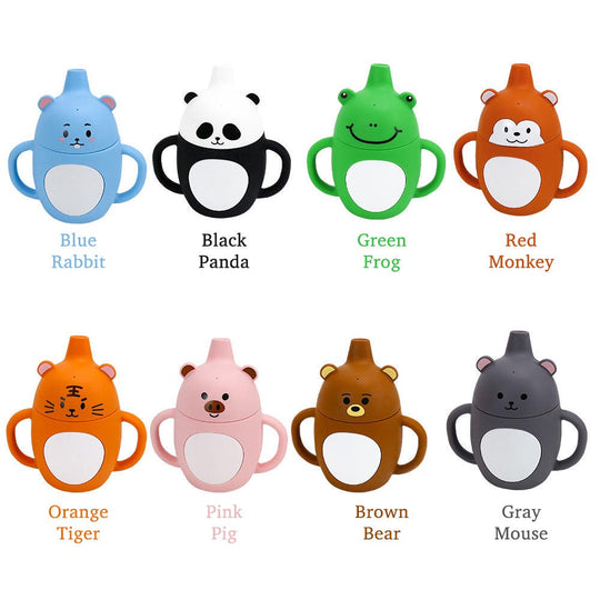 Sippy Animal Silicone Sipping Water Cups Safe BPA Free Silicone Baby Training Cups With Straw Baby Silicon Cups