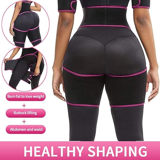 Three in one belt waist thigh trimmer waist trainer, Adjustable Body Shaper Thigh Trimmer Butt Lifter Slimming Elasticity Slimming Body Shaper Sport Workout Girdle Belt, High Waist