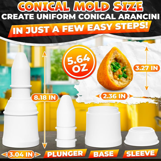 Arancini Maker Mold Set Dual Set for Round & Conical Rice Ball Bento Meals