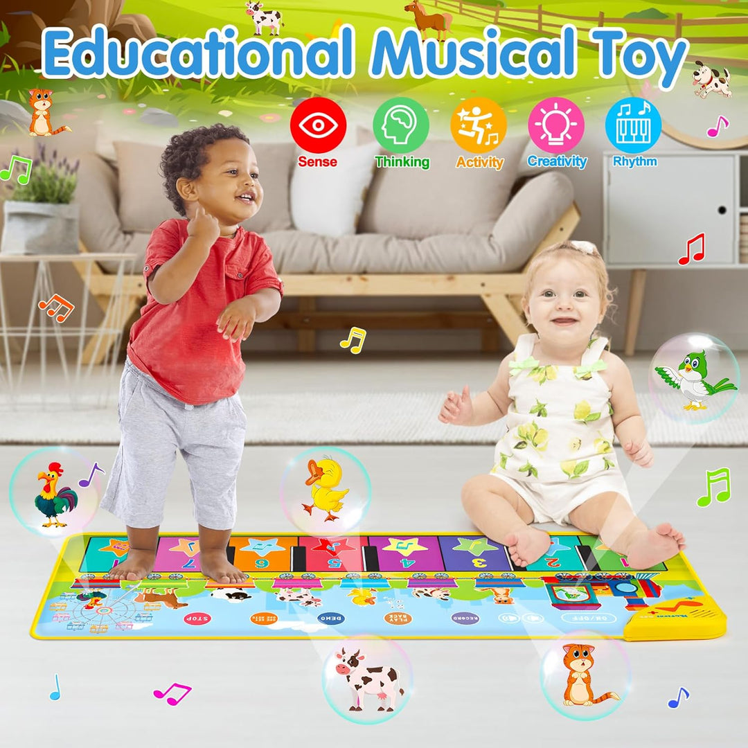 Floor Piano Mat for Toddlers 1-3 with Music Sounds Educational Baby Musical Toys Toddler Toys Age 1-2 Sensory Interactive Learning Toys (10 Sets)