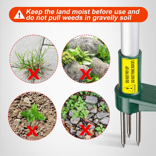 Heavy-Duty Manual Weed Puller Tool – Long Handle 3-Claw Garden Weed Remover with Ergonomic T-Handle