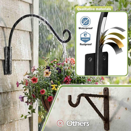 Outdoor Hanging Plant Bracket – Hand-Forged Iron Bird Feeder Hook, Weather-Resistant & Heavy Duty