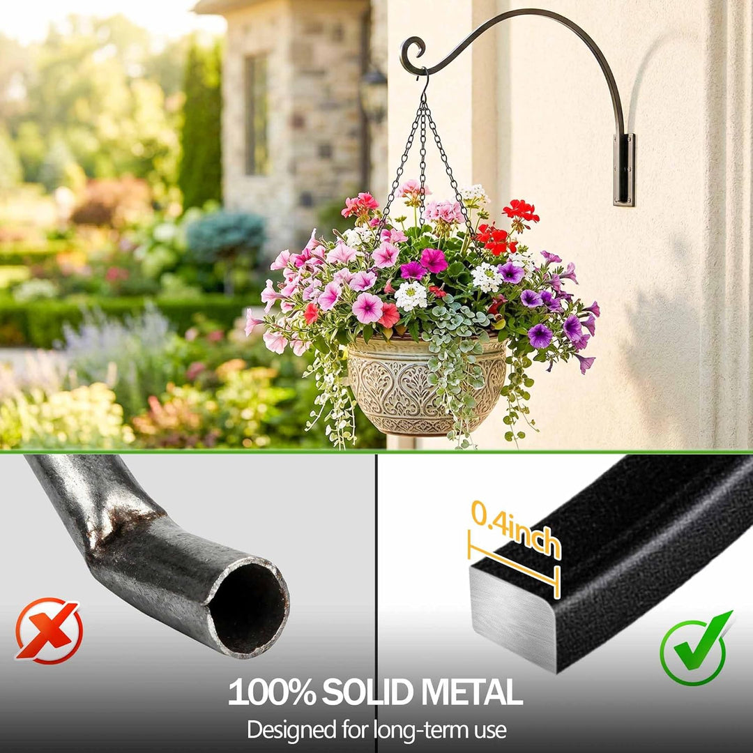 Outdoor Hanging Plant Bracket – Hand-Forged Iron Bird Feeder Hook, Weather-Resistant & Heavy Duty