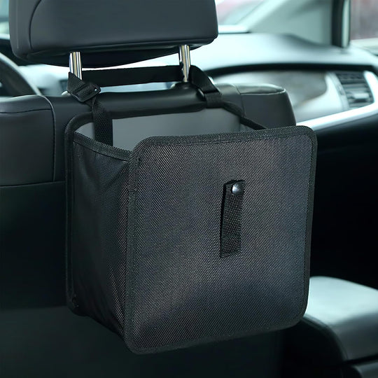 Oxford Cloth Car Trash Can with Lid – 1.85 Gallon Hanging Auto Garbage Bag Organizer, Leak-Proof & Waterproof Vehicle Waste Bin for Front & Back Seat