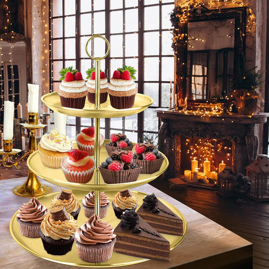 Cupcake Stand 3 Tier – Stainless Steel Cake & Dessert Display Tower for Wedding, Birthday, Party Decorations (MOQ 10 Sets)