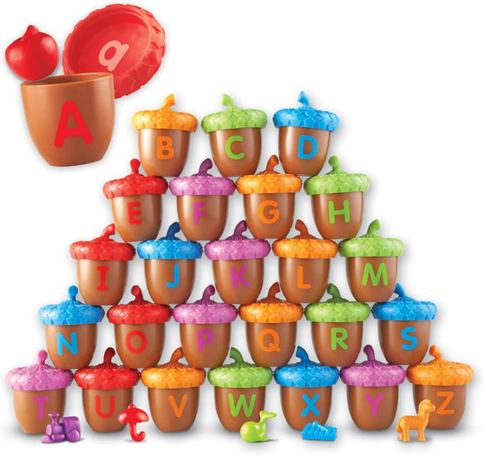 Alphabet Acorns Activity Set, Develops Letter Recognition, Educational Toys for Toddlers, Homeschool, Visual (MOQ 10 Sets)
