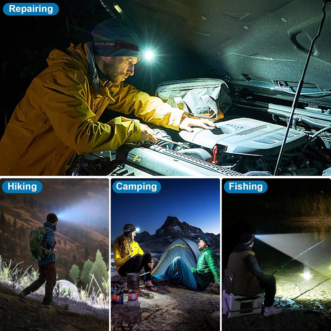 LED Head Lamp with 3 Modes, 90°Adjustable Head Lights for Forehead, IPX6 Waterproof HeadLamps for Camping Hiking