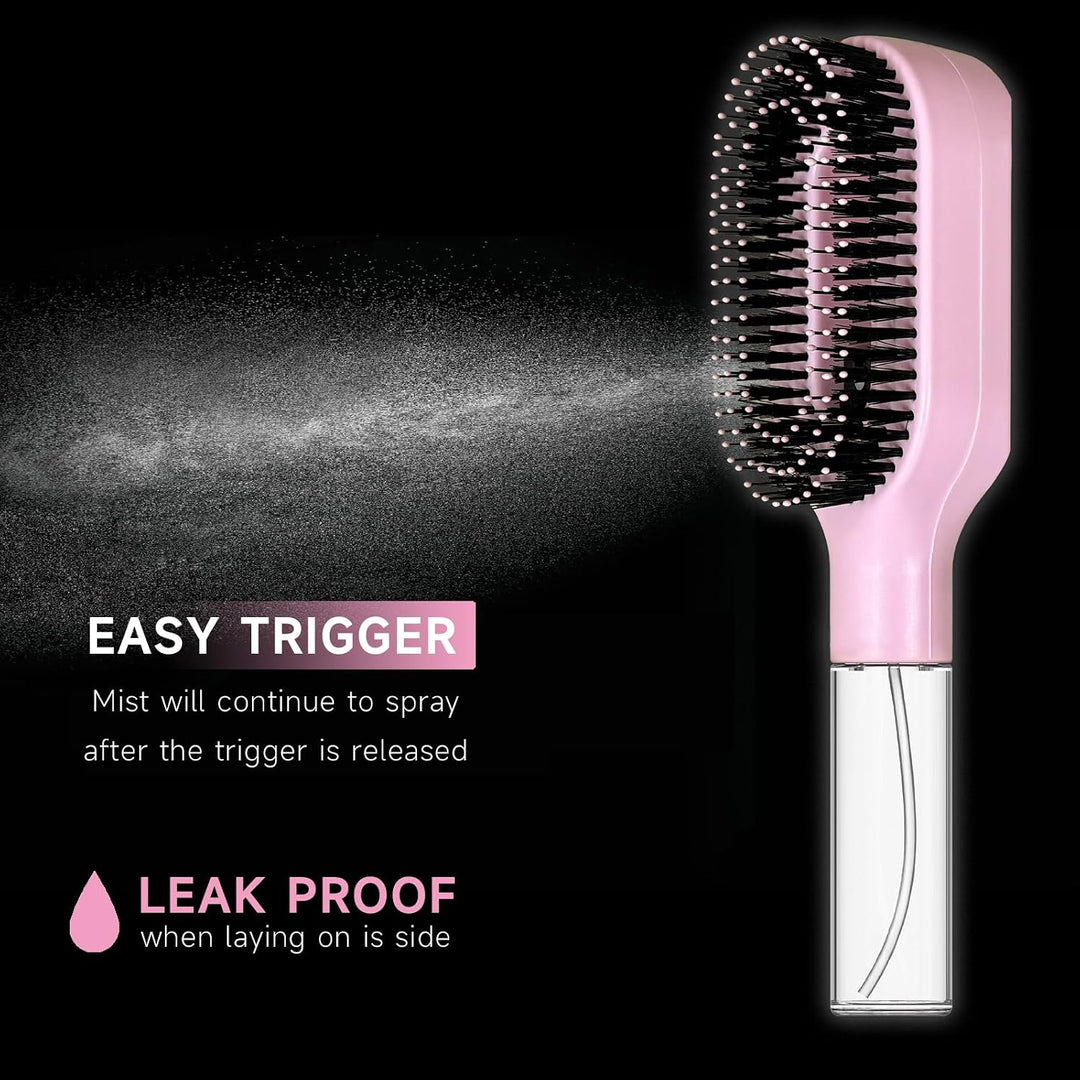 2-in-1 Detangling Hair Brush with Mister Spray - Wet & Dry Detangler for Curly, Thick & Tangled Hair, Manual Non-Electric Spray Brush for Women & Kids