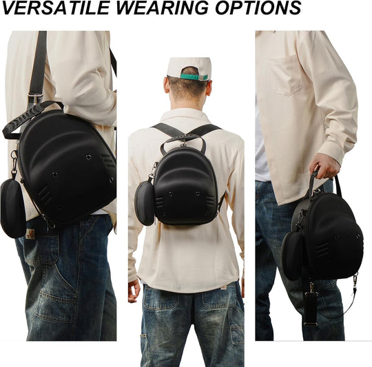 Hard Hat Travel Case for Baseball Caps - Convertible 3-Way Carry (Handle/Single Strap/Backpack)