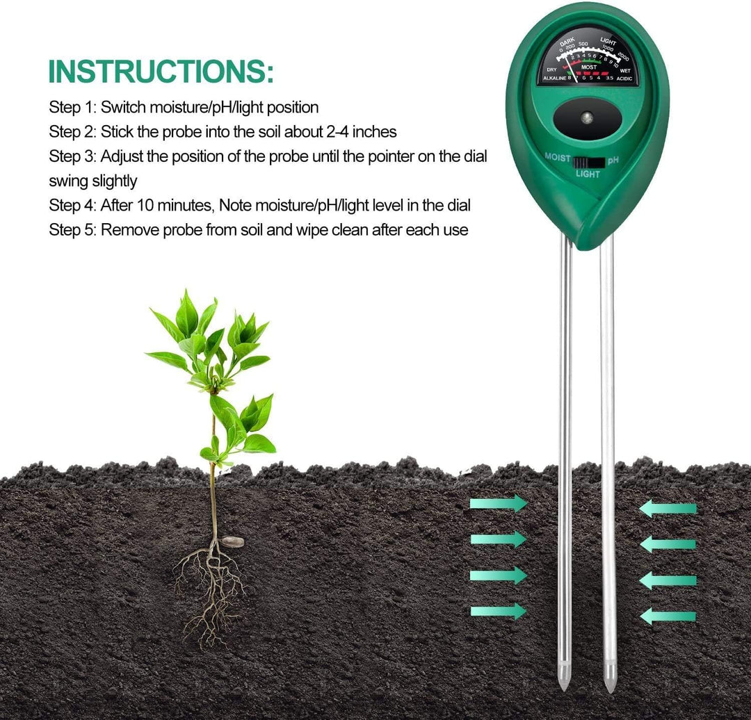 Soil Moisture Meter, Upgraded Stainless Steel Probe Soil pH