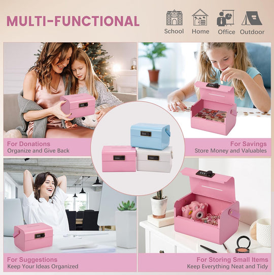 Money Safe and Cash Lock Box for Kids, Small Metal Security Safe (MOQ 10 Sets)