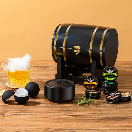 Premium Electric Whiskey Smoker Kit Gift Sets With 6 Wood and Ice Mold (MOQ 10 Sets)