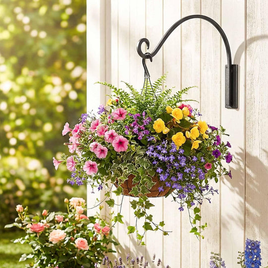 Outdoor Hanging Plant Bracket – Hand-Forged Iron Bird Feeder Hook, Weather-Resistant & Heavy Duty