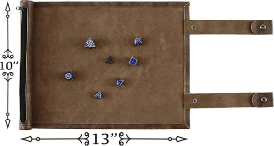 Scroll Dice Tray and Rolling Mat with Zippered Dice Holder - Storage Pouch Holds
