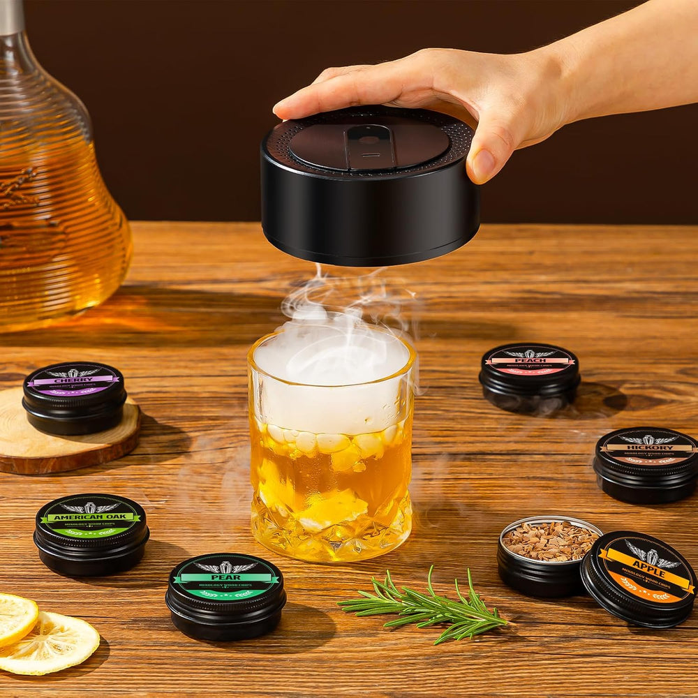 Premium Electric Whiskey Smoker Kit Gift Sets With 6 Wood and Ice Mold (MOQ 10 Sets)