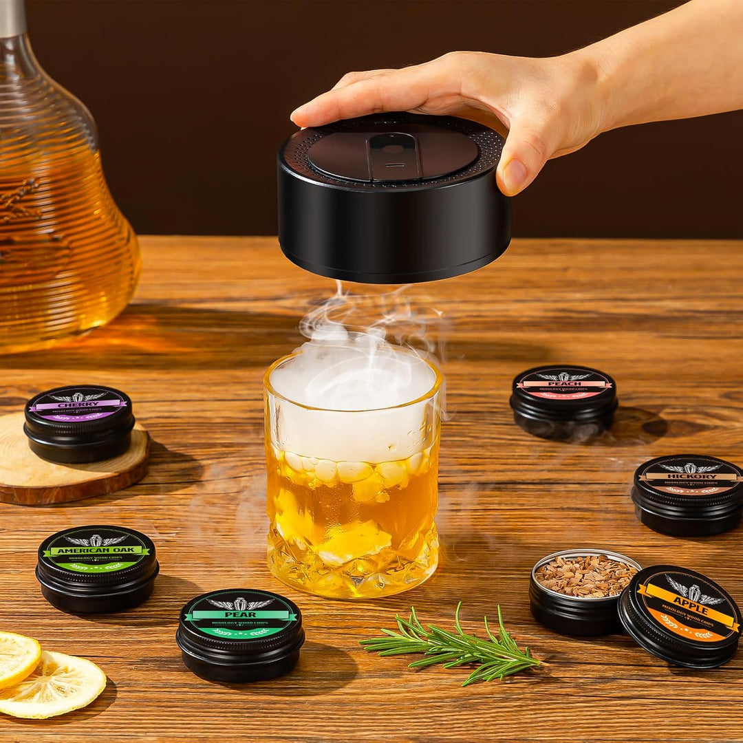 Premium Electric Whiskey Smoker Kit Gift Sets With 6 Wood and Ice Mold (MOQ 10 Sets)