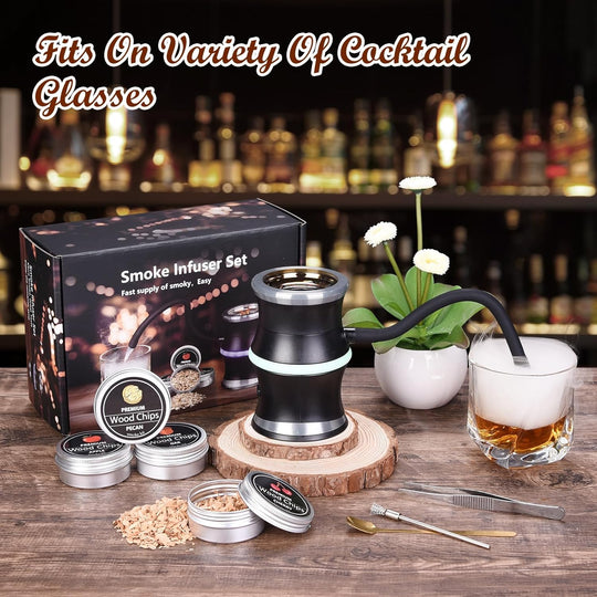 Electric Home Use Smoker Cocktail Whiskey Infuser Gift Set (MOQ 10 Sets)
