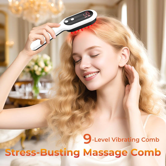 Electric Massage Comb with Red Blue Light Effectively Cares Hair and Scalp Massages