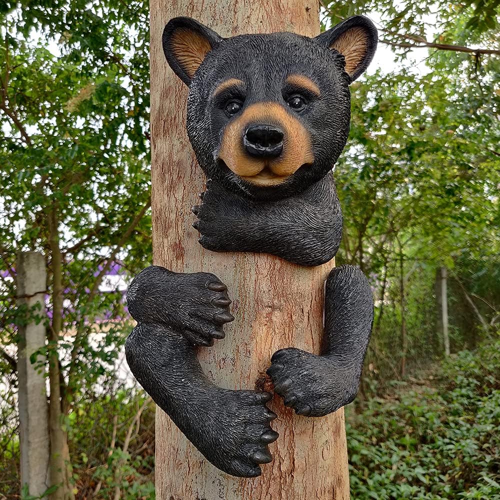 Bear Tree Peeker Garden Ornament Outdoor Decor Yard Art