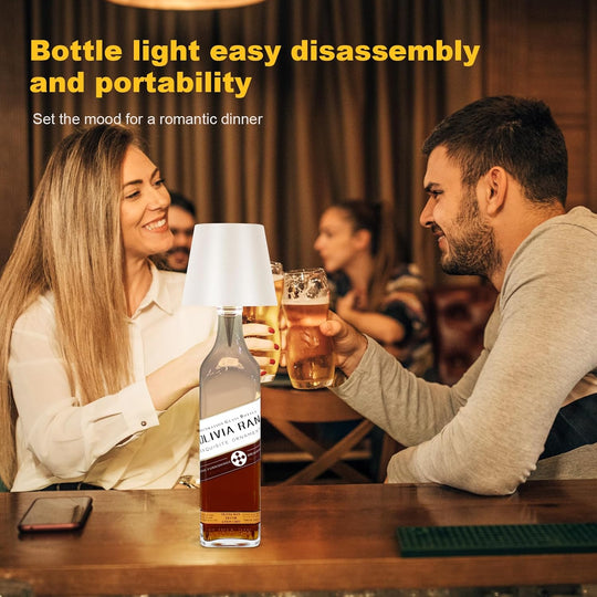 Rechargeable Luxury Wine Bottle Table Lamp with 3 Color Dimming for Bars & Events
