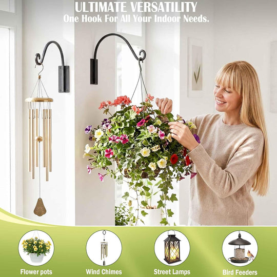 Outdoor Hanging Plant Bracket – Hand-Forged Iron Bird Feeder Hook, Weather-Resistant & Heavy Duty