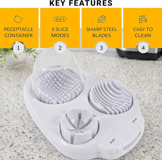 3-in-1 Egg Slicer with Stainless Steel Wires