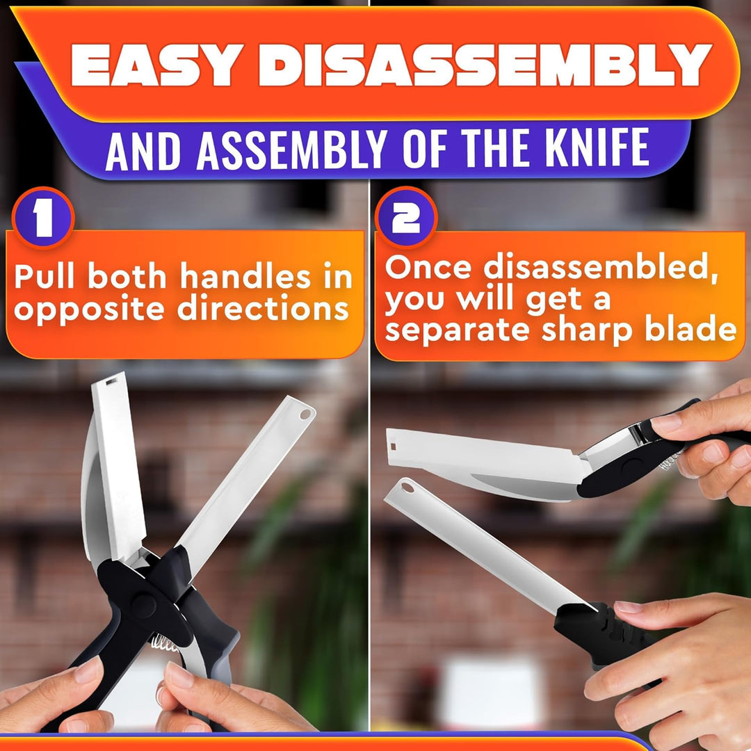 Stainless Steel Blade & Plastic Cutting Board Scissors with Safety Lock (MOQ 10 Set)