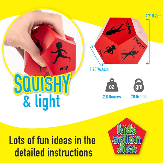 Exercise Dice for Kids,12-Sided Giant Foam Yoga Dice Games for Indoor and Outdoor