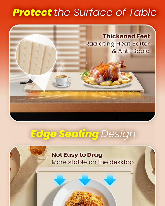 Electric Warming Tray with Adjustable Temperature Foldable Food Warmer (MOQ 10 Sets)