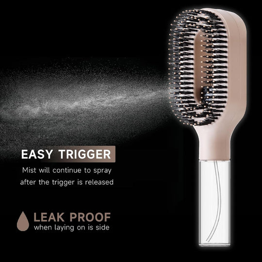 2-in-1 Detangling Hair Brush with Mister Spray - Wet & Dry Detangler for Curly, Thick & Tangled Hair, Manual Non-Electric Spray Brush for Women & Kids
