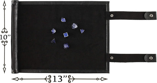 Scroll Dice Tray and Rolling Mat with Zippered Dice Holder - Storage Pouch Holds