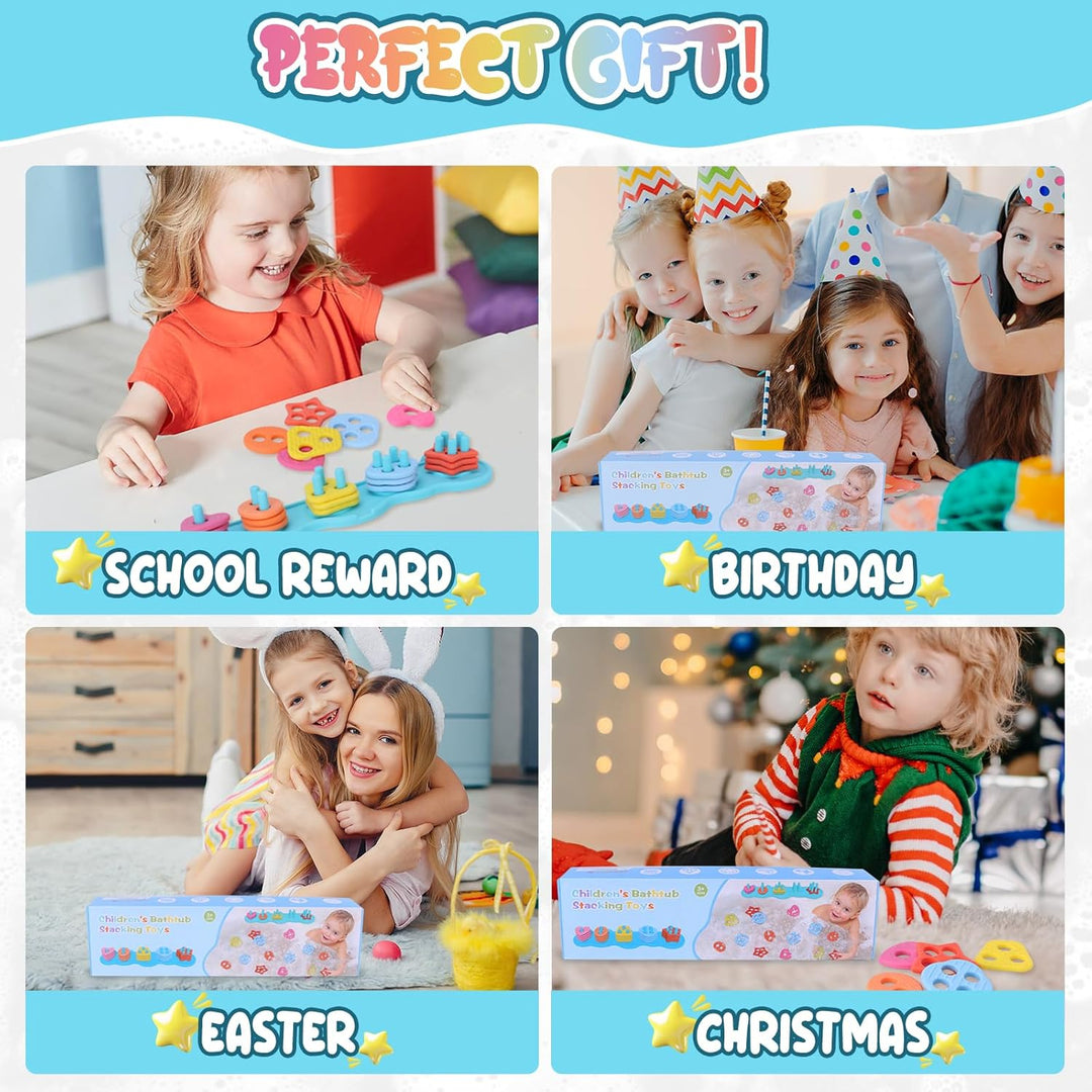 Children's Water Stacking Bath Toy Set with 20 Textured Floating Pieces (MOQ 10 Kits)