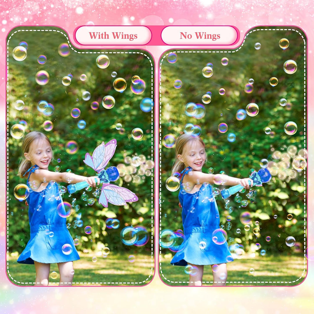 Butterfly Magic Wand with Wings Colorful Light Effect Automatic Bubble Stick